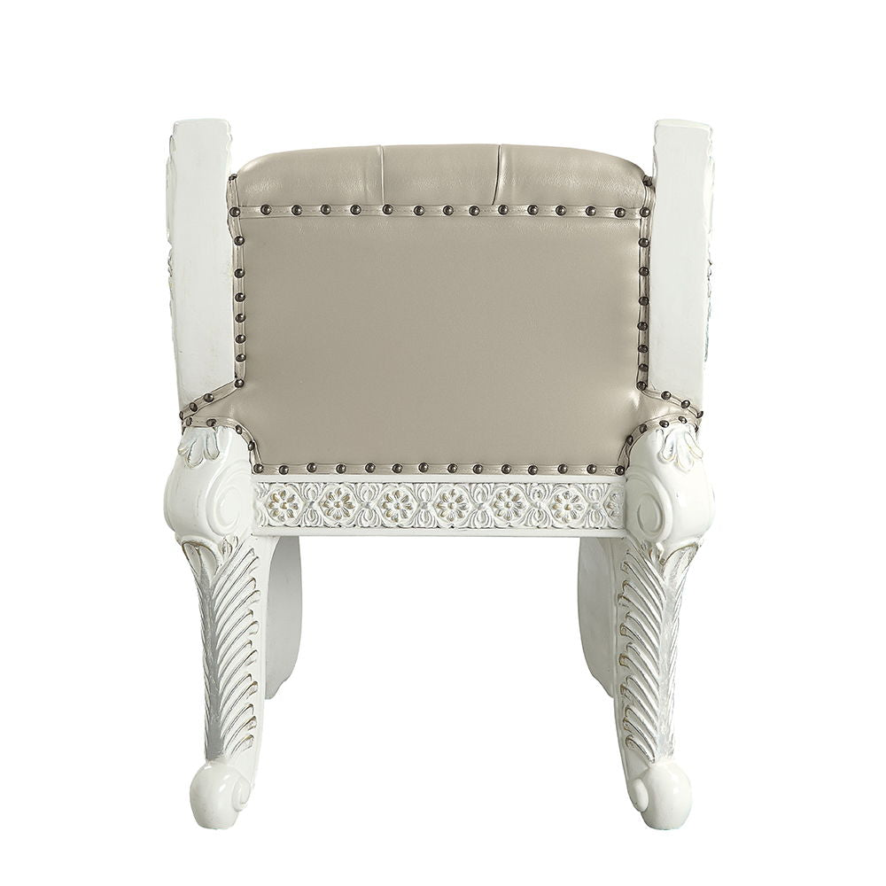 Vanaheim - Vanity Stool - Beige Synthetic Leather & Antique White