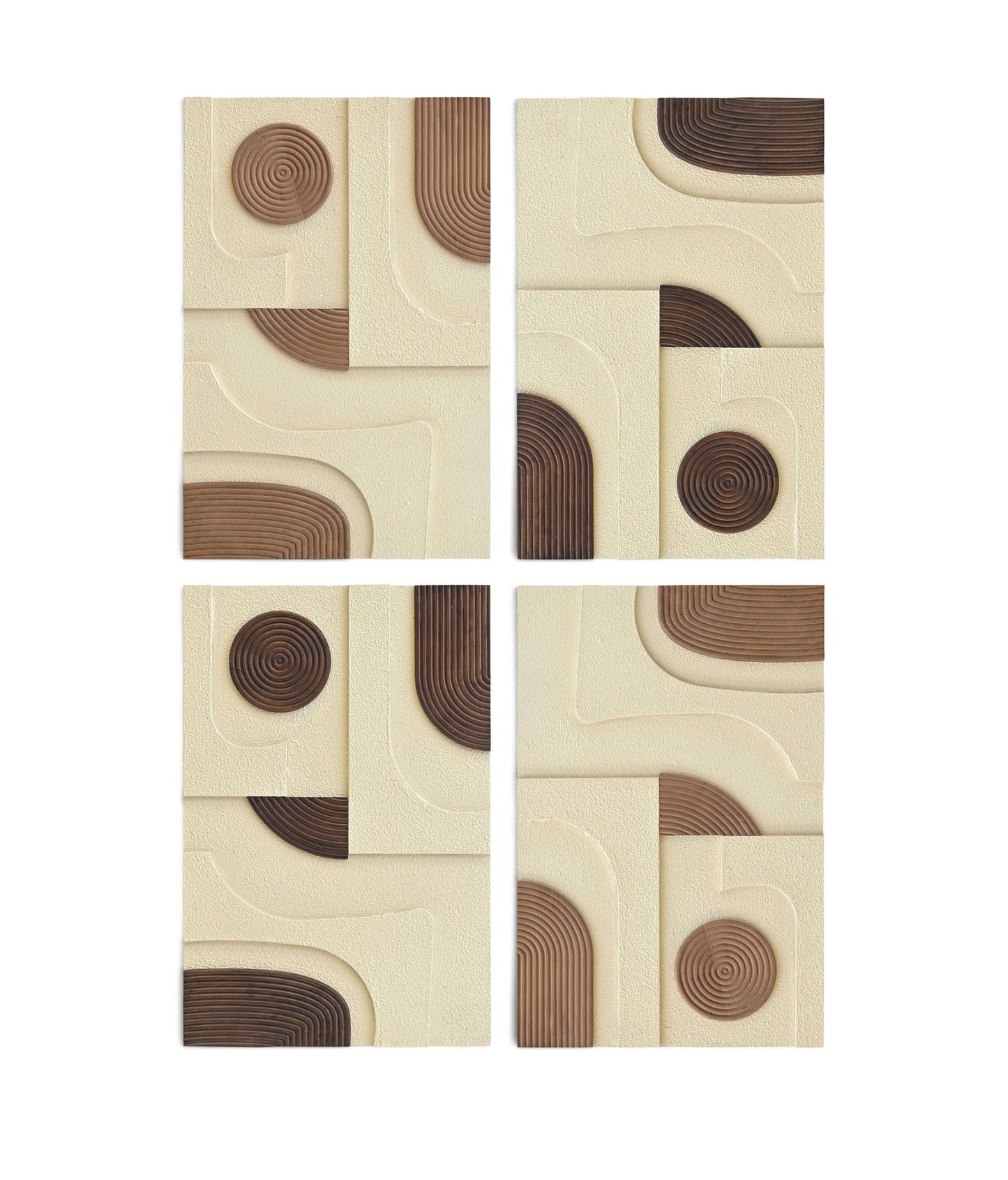 Element - Mango Wood 4 Piece Wall Art - Natural / Brown