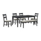Garcia - 6 Piece Dining Set With Table, 4 Chairs, And Bench - Black