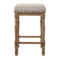 Farsiris - Counter Height Stool (Set of 2) - Beige Fabric & Weathered Oak