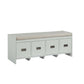Berci - Bench With Storage - Beige Fabric & White