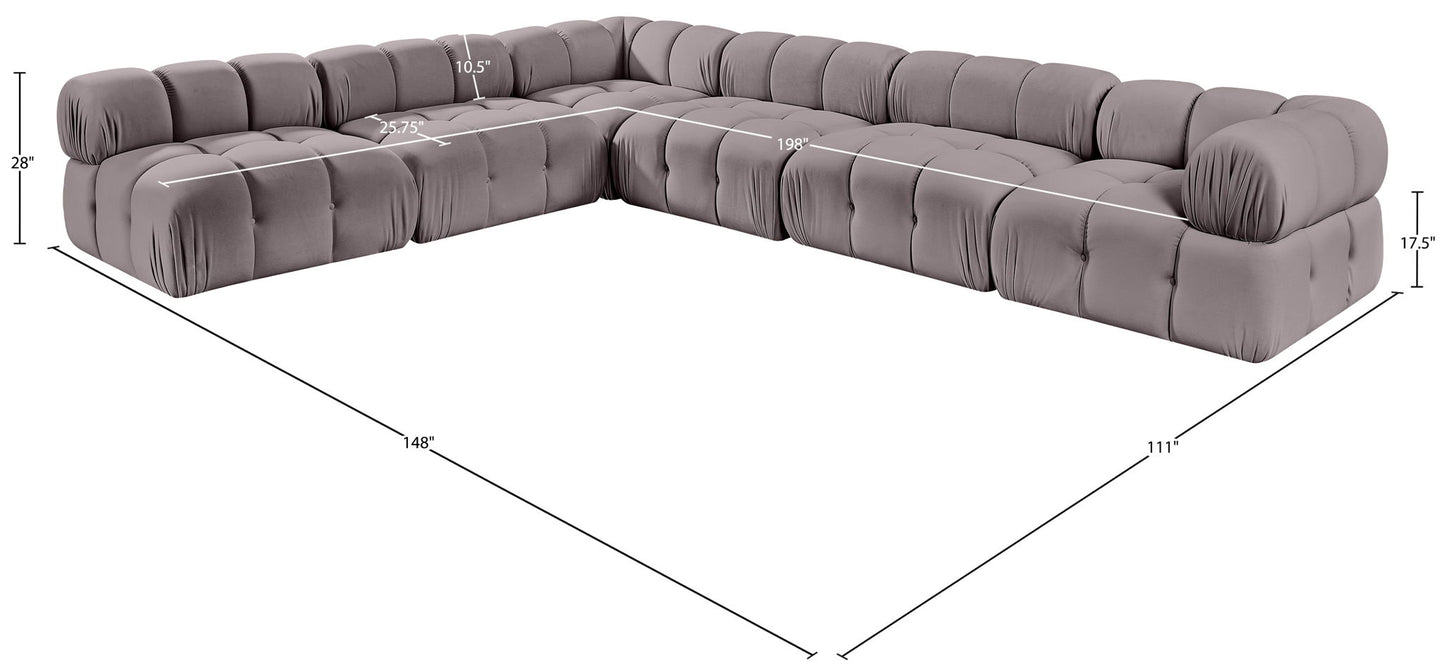 Orin - Velvet 6 Piece Modular L-Shaped Sectional