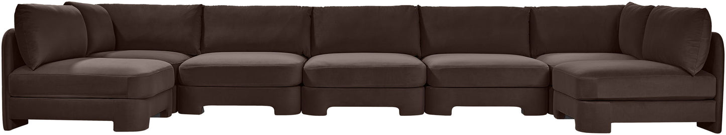 Hammond - Velvet Performance Fabric Upholstered 7 Piece U-Shaped Armless Sectional