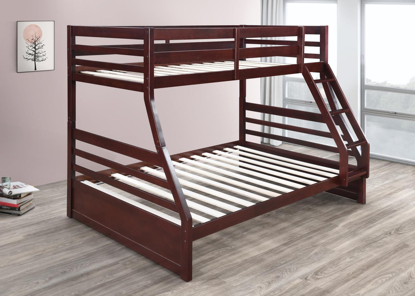 S091 - Twin / Full Bunk Bed - Brown