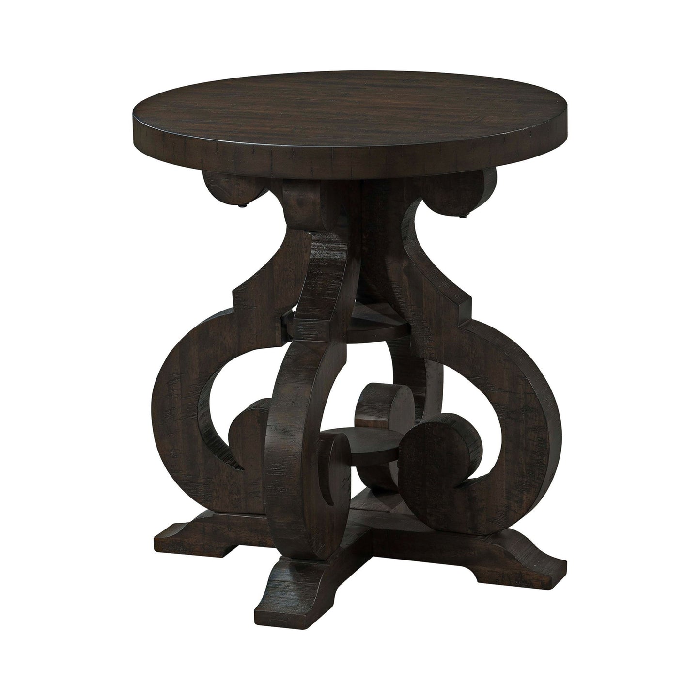 Stone - End Table With PU Base - Dark Walnut
