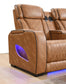 U12 - 3 Piece Power LED Sectional, Power Headrest, Heat, Massage Wireless Charger, And USB - Brown