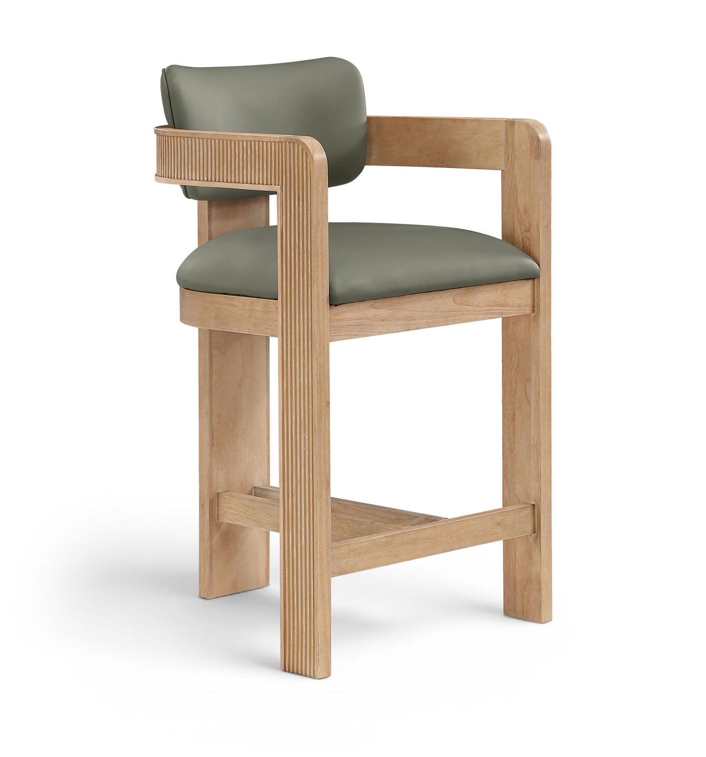Sacha - Vegan Leather Upholstered Counter Stool With Natural Base