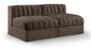 Rummi - Velvet Performance Fabric Upholstered 2 Piece Modular Armless Loveseat