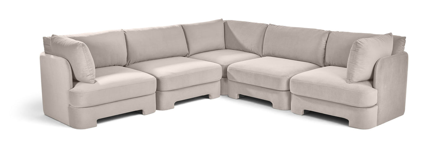 Hammond - Velvet Performance Fabric Upholstered 5 Piece Corner Sectional