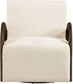 Neria - Chenille Fabric Upholstered Swivel Accent Chair - Painted Brown Base