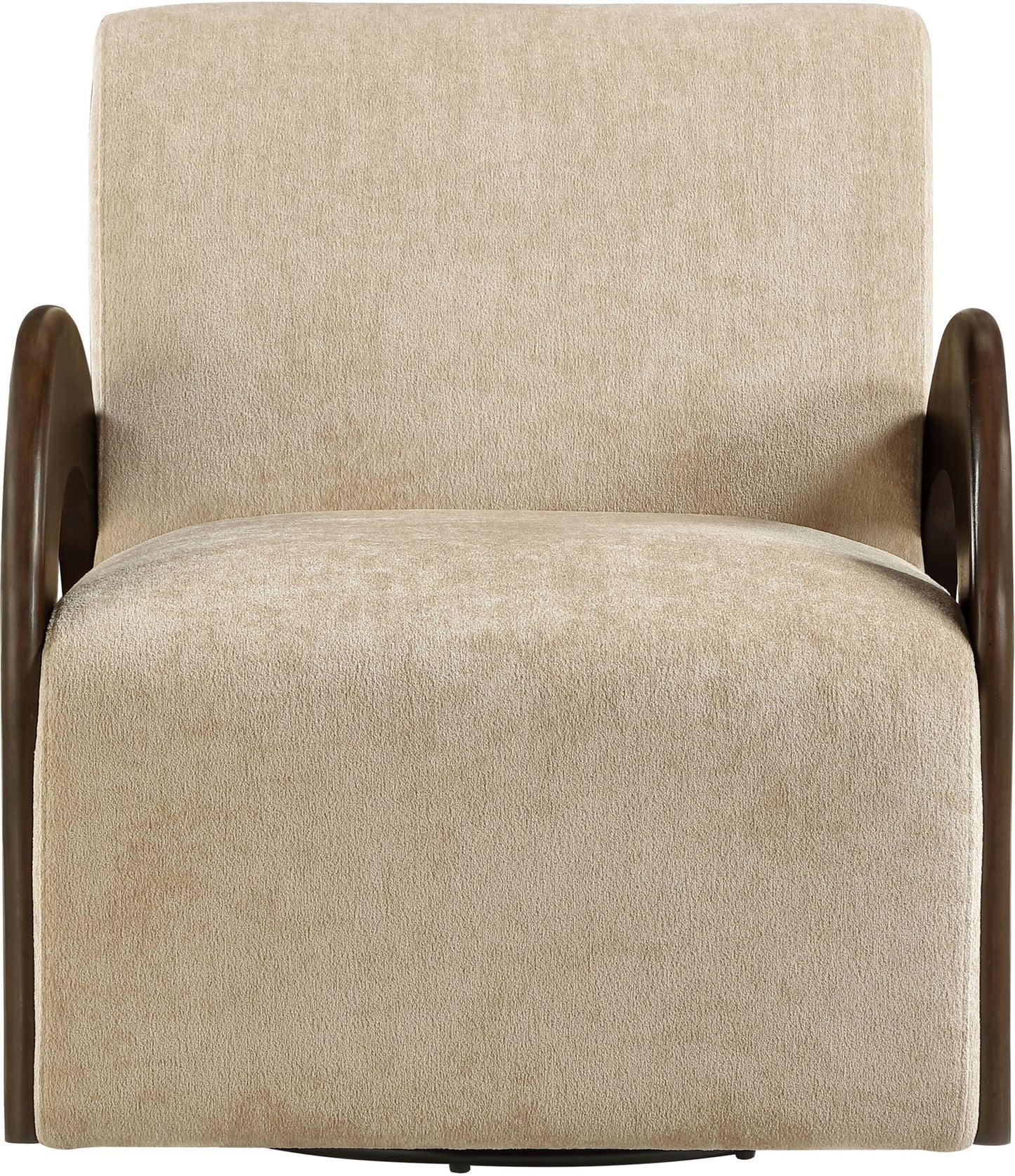 Neria - Chenille Fabric Upholstered Swivel Accent Chair - Painted Brown Base