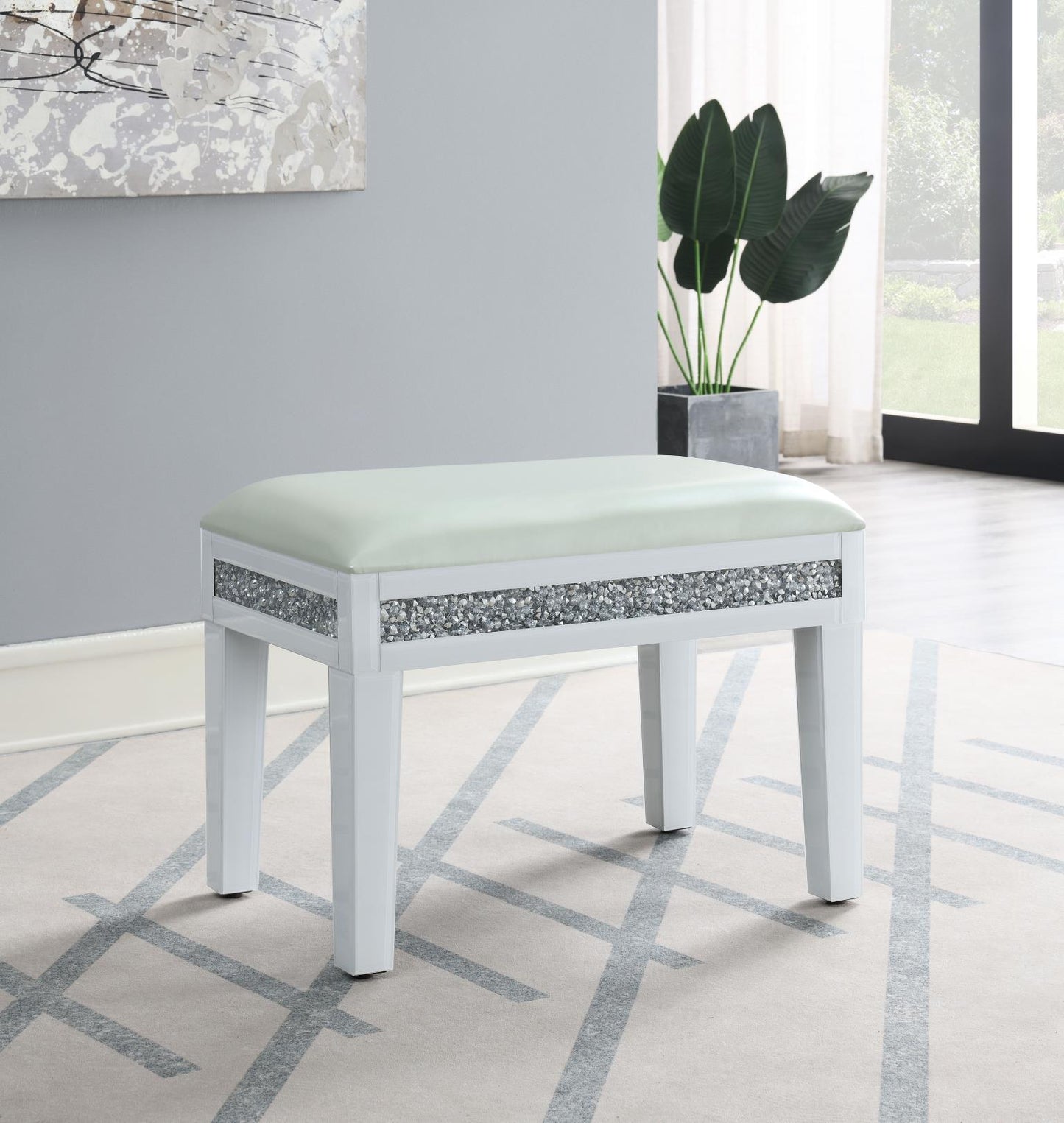 G-325 - Wood Vanity Stool - White