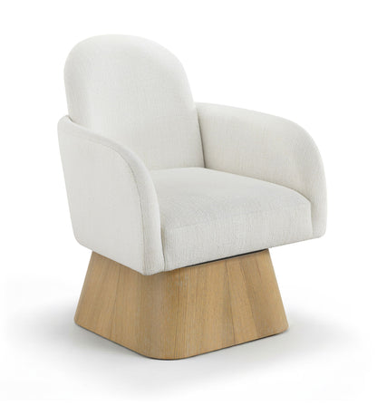 Marlowe - Linen Textured Fabric Upholstered Swivel Accent Chair - Stained Natural