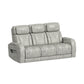 Prime Time - P3 Sofa With Ddt, 3.0 Table, 7 Colors (Led And Cup Holders), Reading Light, Vibration, Speaker, And Heat Massage - Leather Gel Light Gray