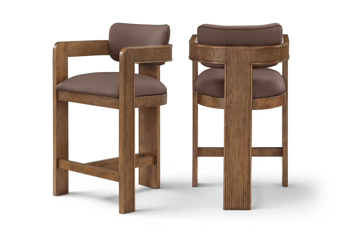 Sacha - Vegan Leather Upholstered Counter Stool With Brown Base