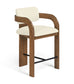Cedra - Velvet Performance Fabric Upholstered Counter Stool - Brown Frame