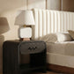 Solis - 14" Genuine Marble And Mango Wood Base With Linen Textured Fabric Shade Table Lamp