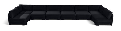 Hammond - Velvet Performance Fabric Upholstered 8 Piece U-Shaped Armless Sectional - Beige