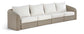 Seacrest - Olefin Water Resistant Fabric And Wicker 4 Piece Outdoor Patio Modular Sofa
