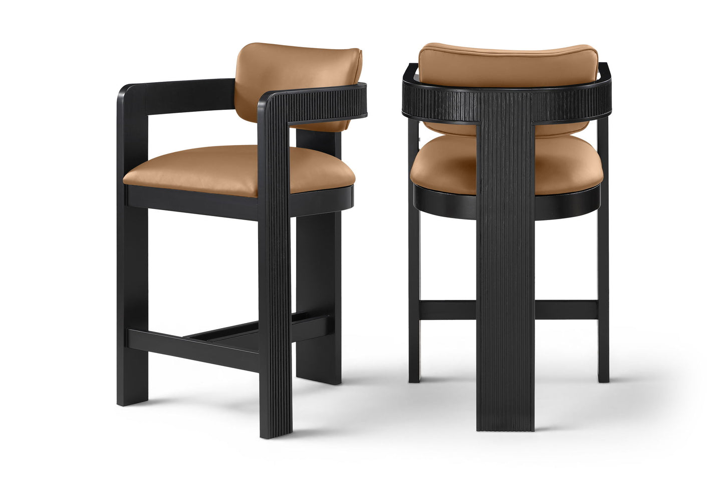 Sacha - Vegan Leather Upholstered Counter Stool With Black Base