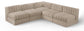 Rummi - Armless Velvet Performance Fabric Upholstered 5 Piece Modular Sectional