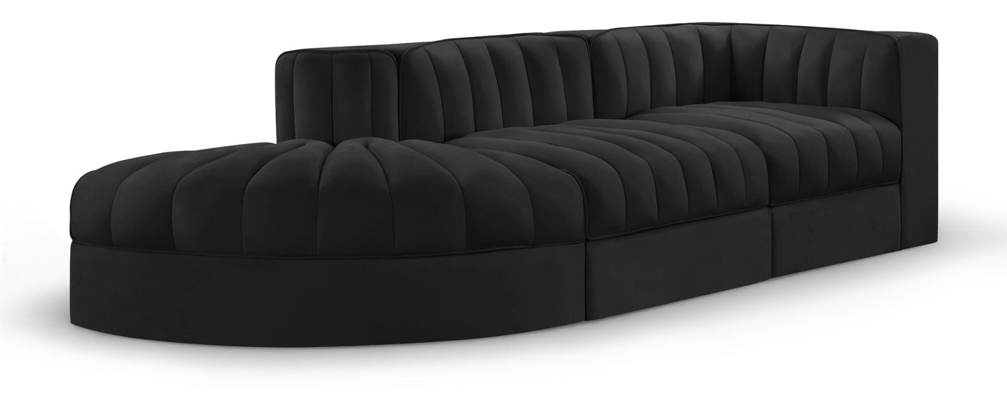 Rummi - Velvet Performance Fabric Upholstered 3 Piece Modular Sectional