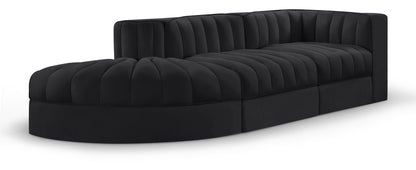 Rummi - Velvet Performance Fabric Upholstered 3 Piece Modular Sectional