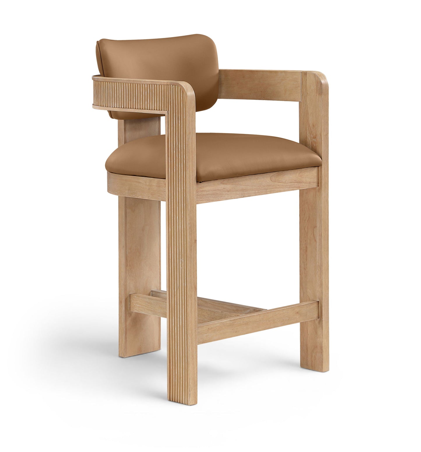 Sacha - Vegan Leather Upholstered Counter Stool With Natural Base
