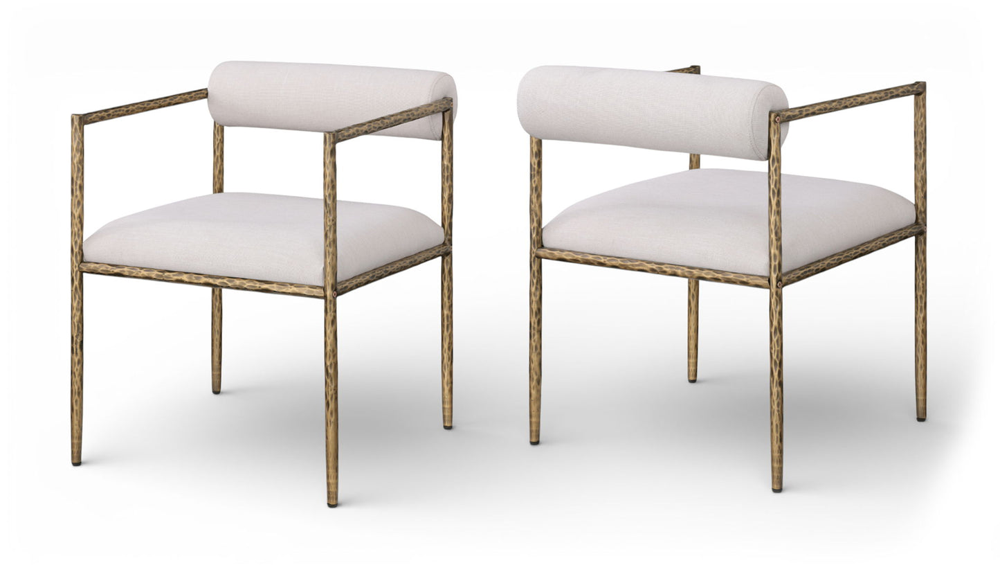 Axis - Linen Textured Beige Fabric Upholstered Dining Chair (Set of 2)