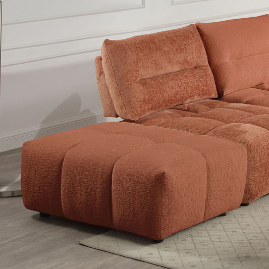 Loanna - Ottoman - Coral Red Chenille