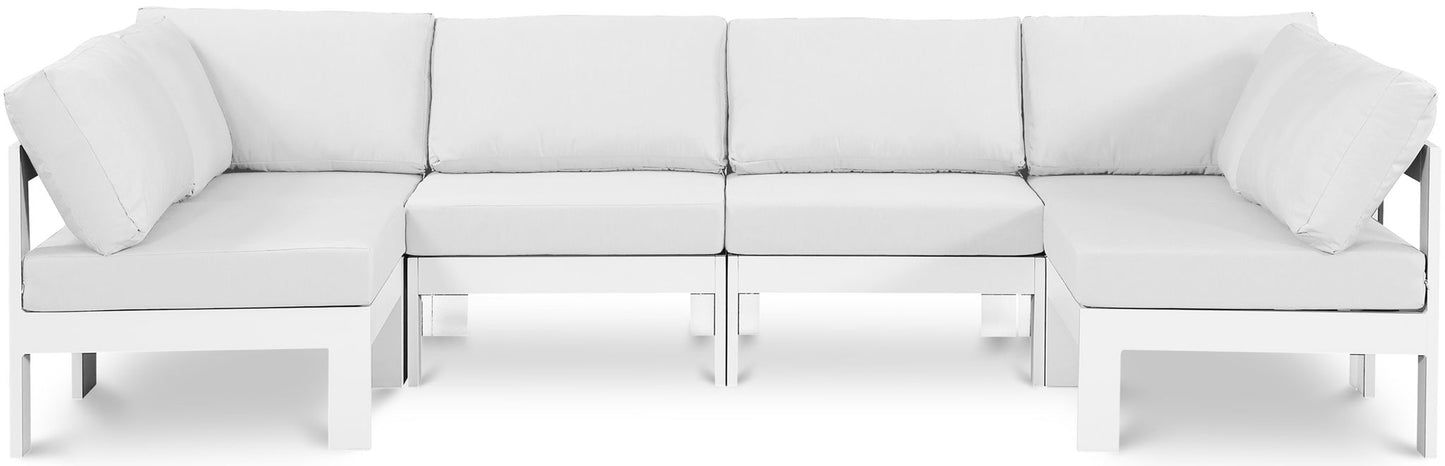 Nizuc - Outdoor Patio 6 Piece Modular Sectional With White Frame