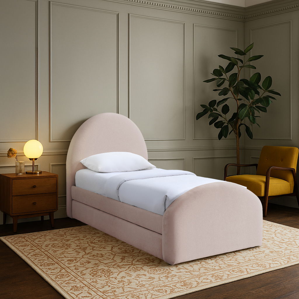 Andaz - Chenille Fabric Upholstered Trundle Bed