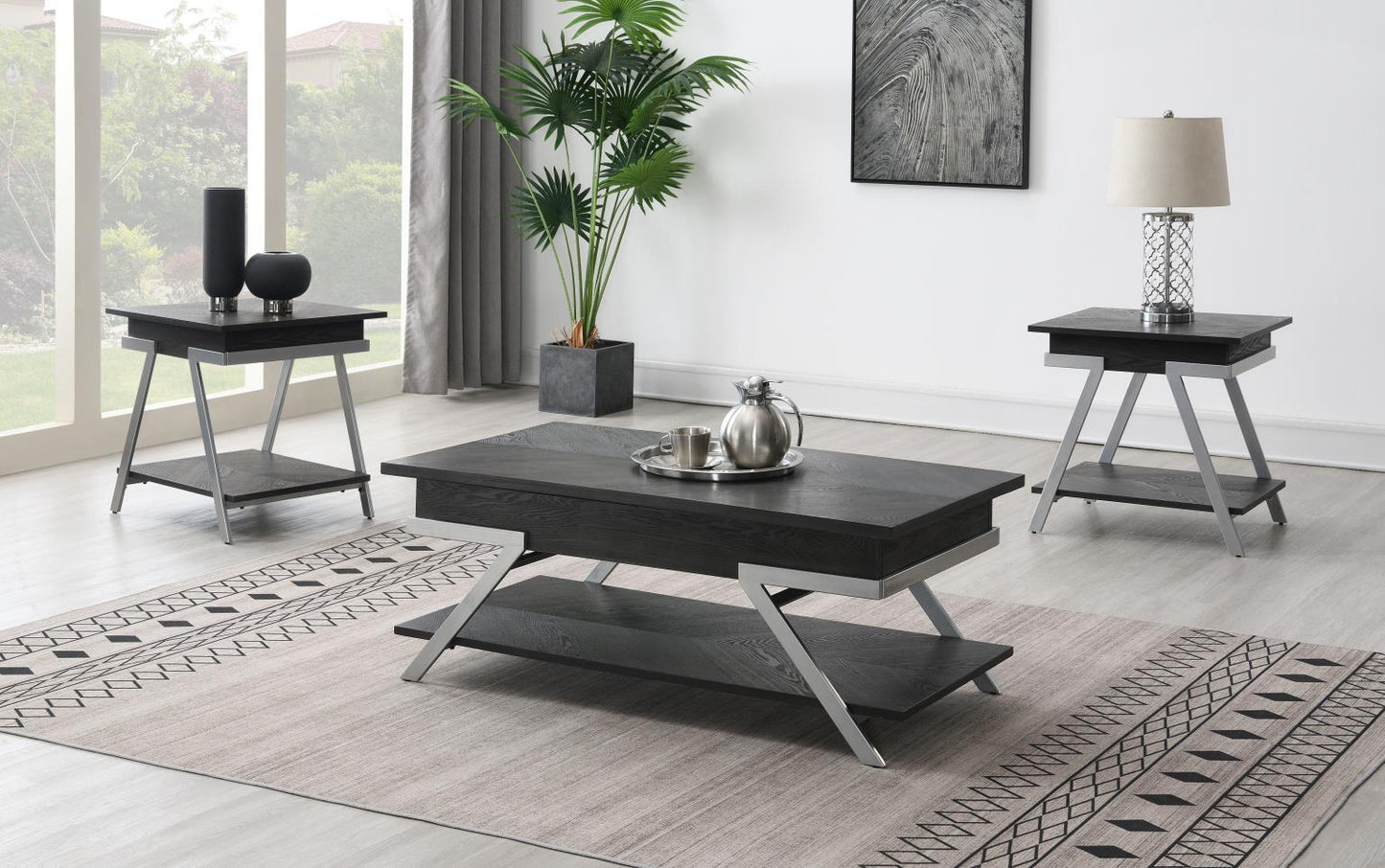 T101 - Coffee Table & 2 End Tables - Dark Gray