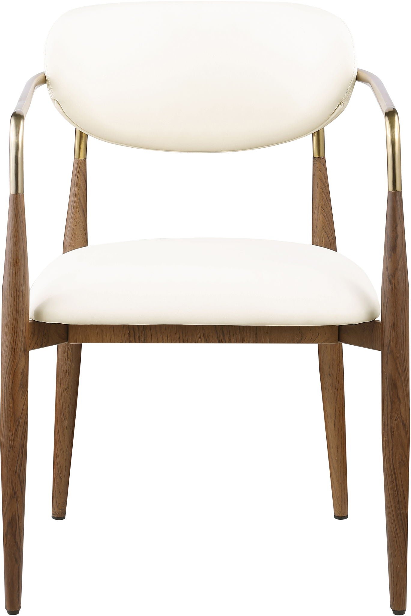 Ronda - Vegan Leather Upholstered Dining Arm Chair - Walnut Legs