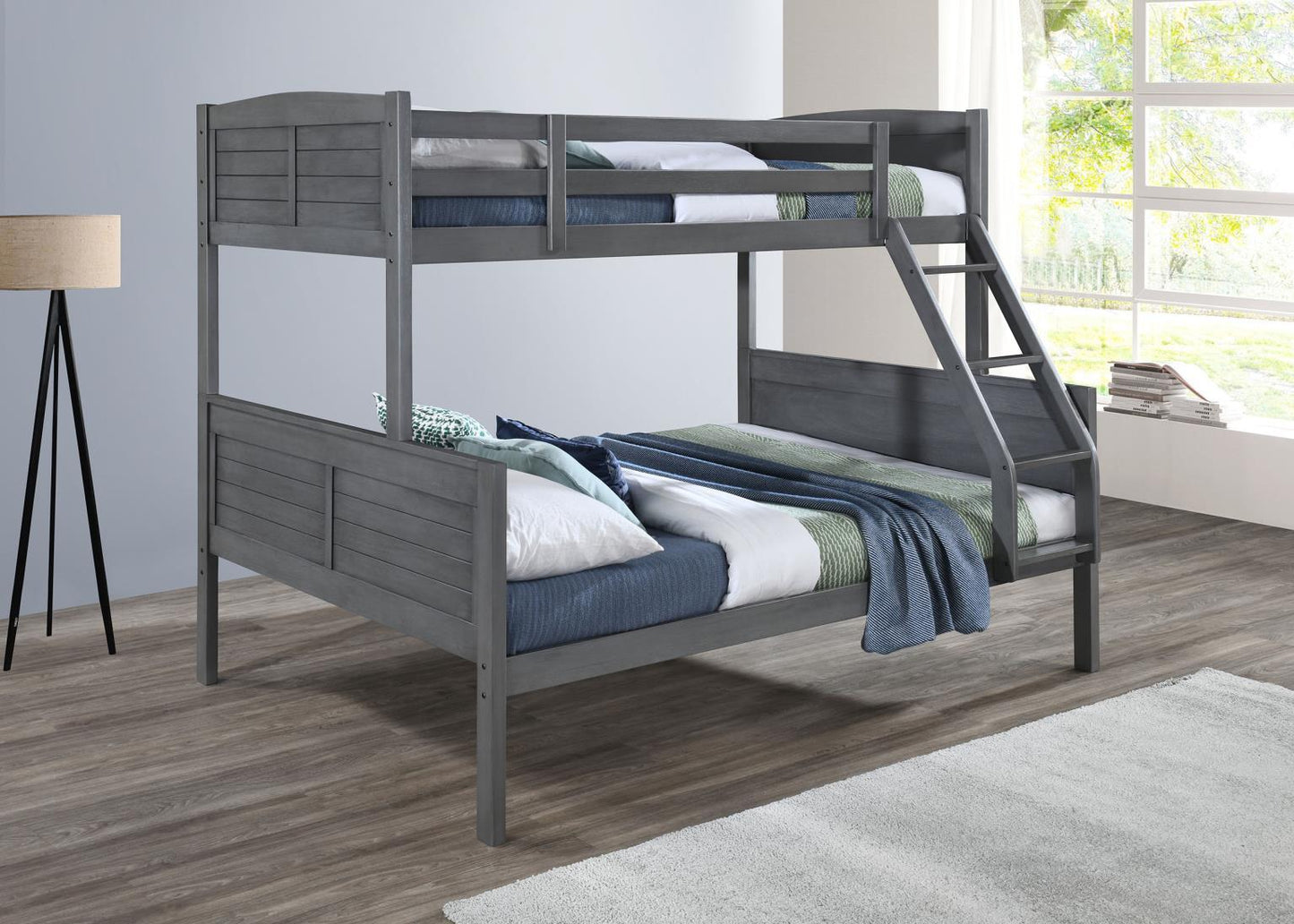 S093 - Twin / Full Bunk Bed - Antique Gray