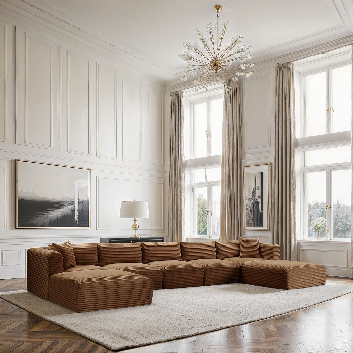 Shaggy - Fabric 7 Piece Modular Sectional With 2 Ottomans