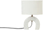 Lithos - Genuine Marble Base And Linen Textured Fabric Shade Table Lamp