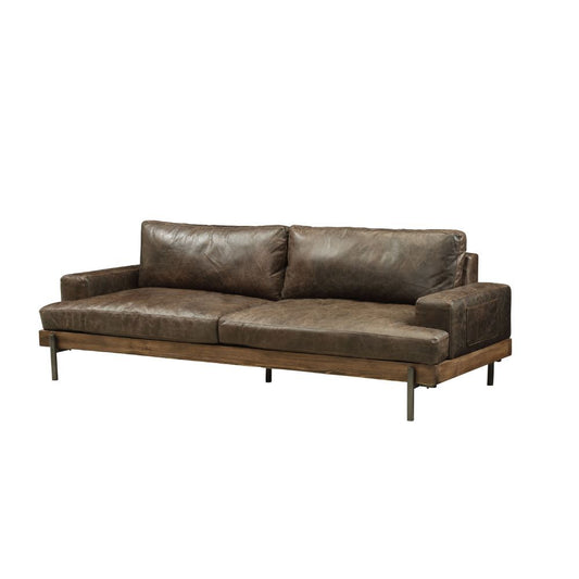 Silchester - Sofa - Distress Chocolate Top Grain Leather & Oak