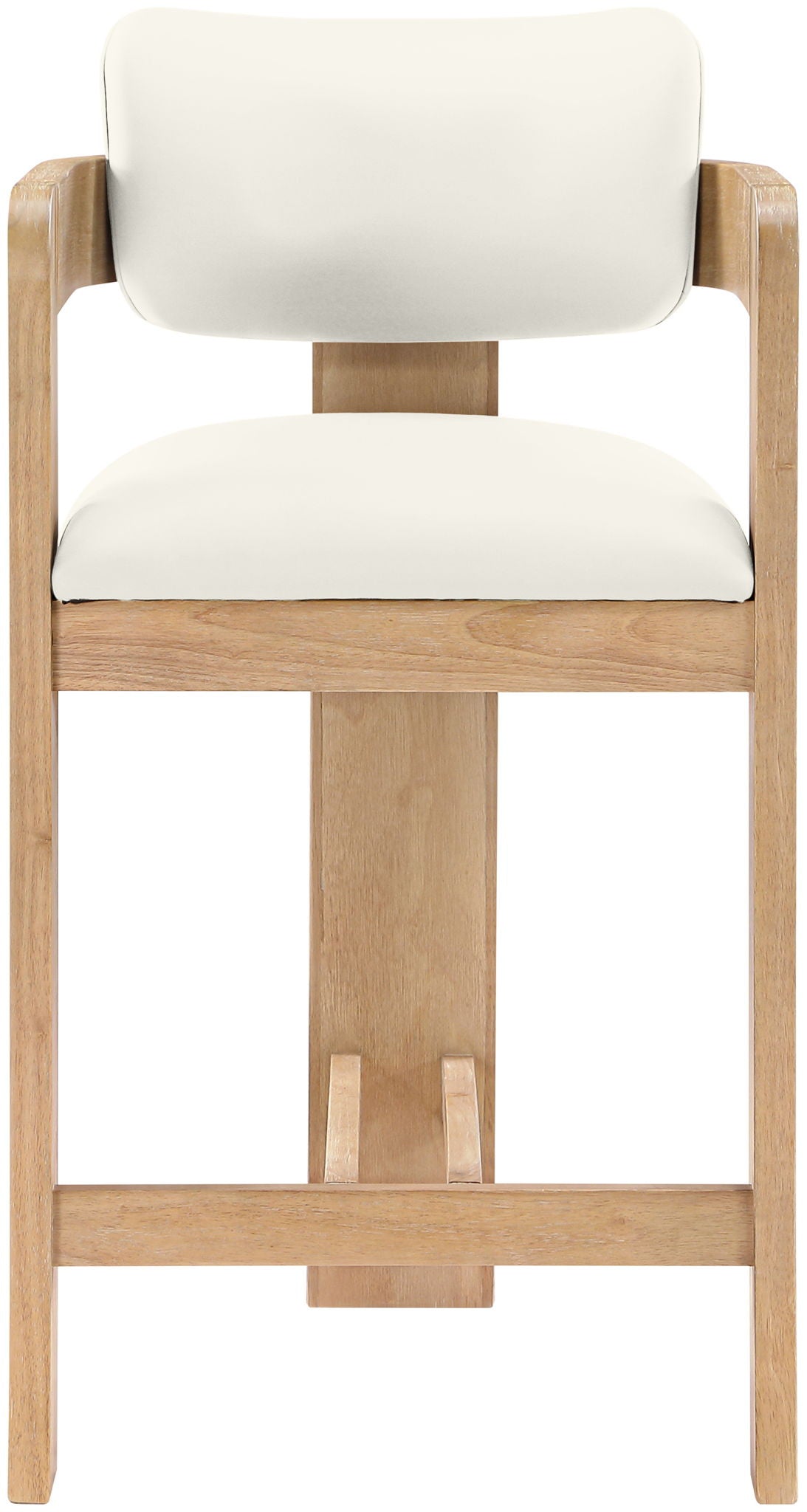 Sacha - Vegan Leather Upholstered Counter Stool With Natural Base