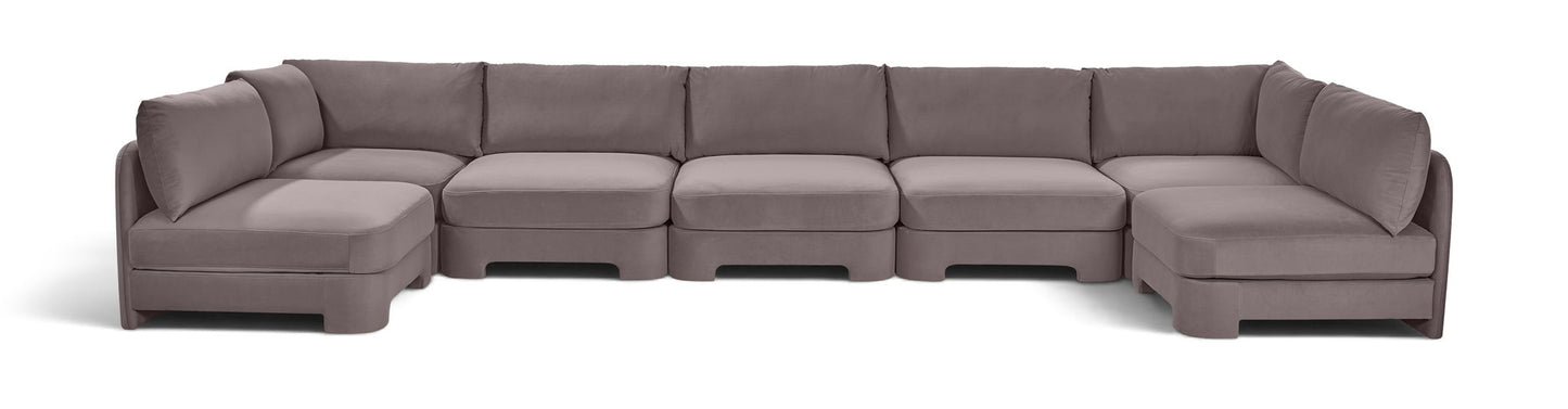 Hammond - Velvet Performance Fabric Upholstered 7 Piece U-Shaped Armless Sectional