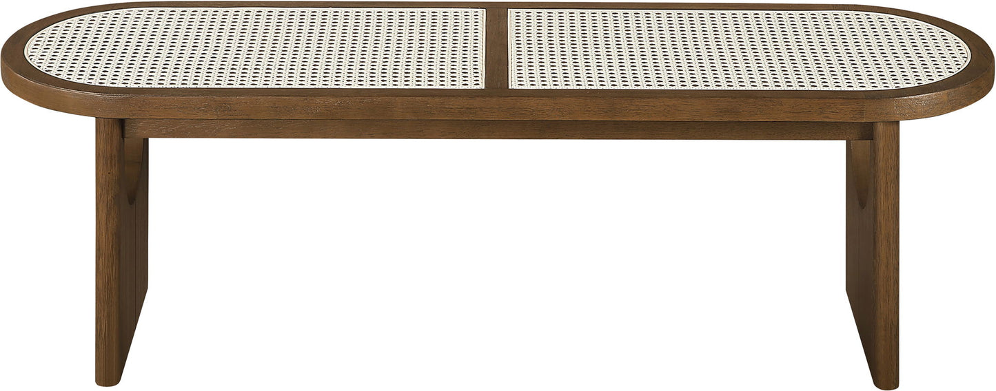 Canovia - Solid Wood And Faux Cane Bench