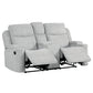 Galya - Motion Loveseat With Console - Light Gray Chenille
