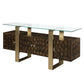 Mabyn - Console Cabinet - Brass & Antique Brown
