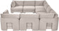 Hammond - Velvet Performance Fabric Upholstered 8 Piece U-Shaped Sectional