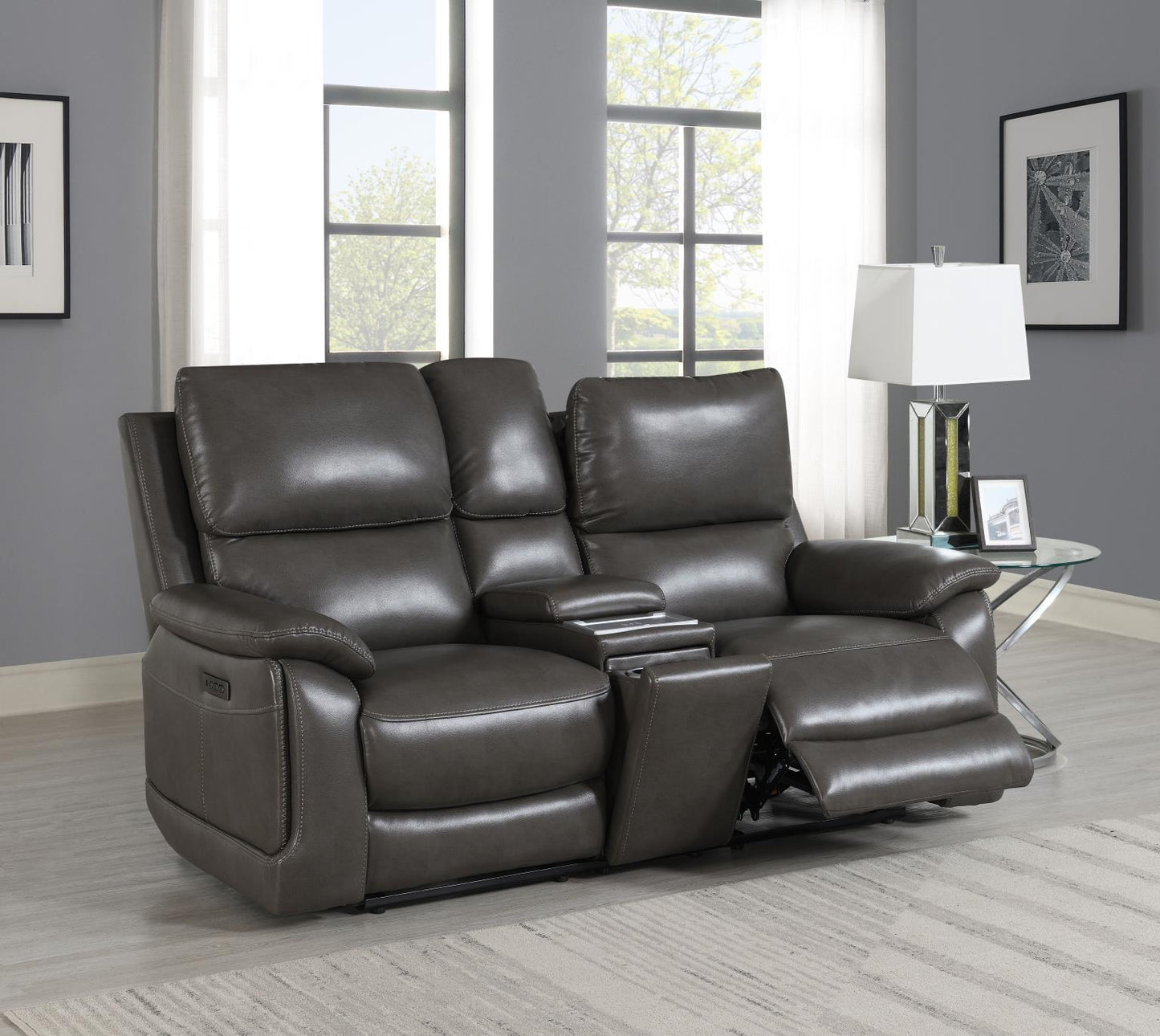 U108 - Reclining Loveseat (Gel Faux Leather) - Gray