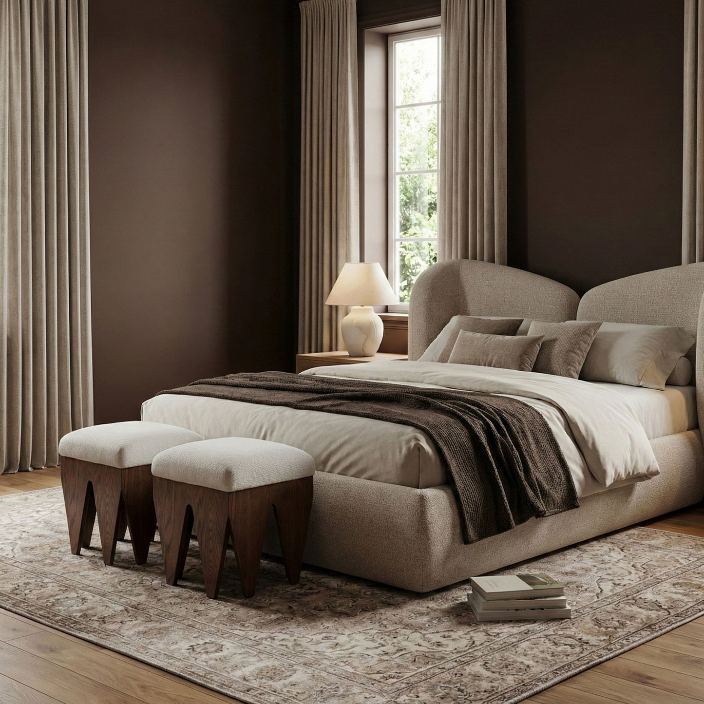 Altair - Fabric Bench - Dark Brown Base