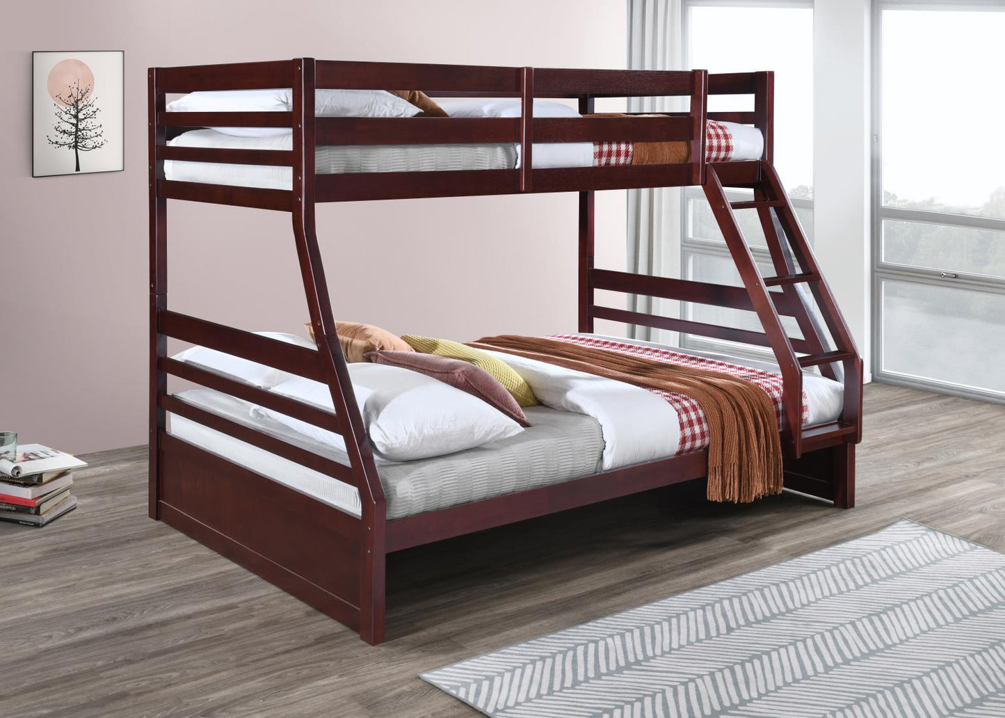 S091 - Twin / Full Bunk Bed - Brown