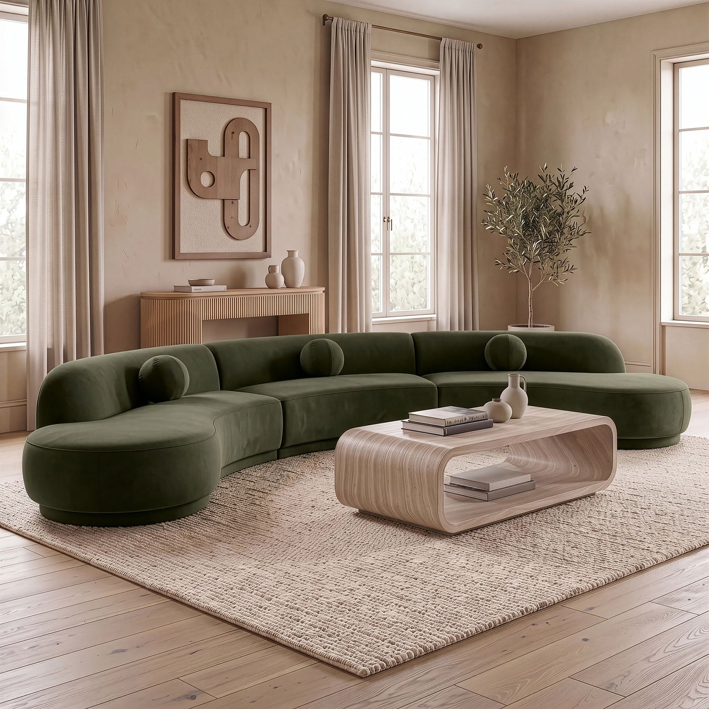 Avra - 177.5" Velvet Performance Fabric Upholstered Sectional