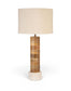 Orenda - Mango Wood Base And Linen Textured Fabric Shade Table Lamp - Travertine / Natural