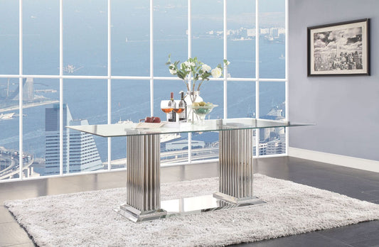 Cyrene - Dining Table - Clear Glass Top & Stainless Steel